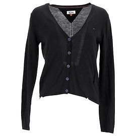 Tommy Hilfiger Damen-Cardigan aus Wollmischung mit V-Ausschnitt Schwarz