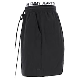 Tommy Hilfiger-Minifalda elástica con logo para mujer-Negro