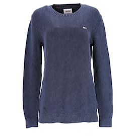 Tommy Hilfiger-Essential-Pullover aus gewaschener Baumwolle für Herren mit Rundhalsausschnitt-Blau