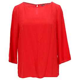 Tommy Hilfiger-Blusa de ajuste regular con cuello barco para mujer-Roja