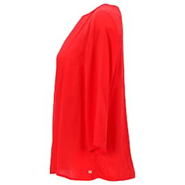 Tommy Hilfiger-Damen-Bluse mit U-Boot-Ausschnitt und normaler Passform-Rot