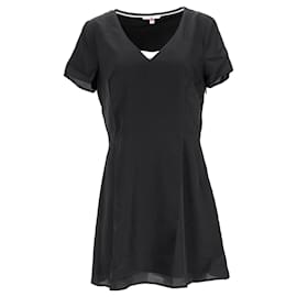 Tommy Hilfiger-Tommy Hilfiger Damen Flare Fit Kleid mit V-Ausschnitt aus schwarzem Polyester-Schwarz