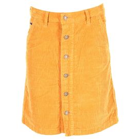 Tommy Hilfiger Falda de pana de corte A para mujer Amarillo Camello