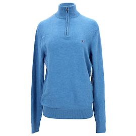 Tommy Hilfiger Mens Lambswool Half Zip Pullover Blue Light blue