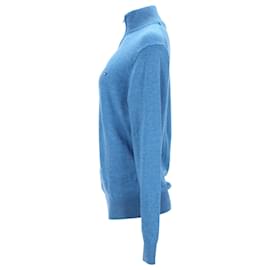 Tommy Hilfiger-Pullover da uomo con mezza zip in lana d'agnello-Blu,Blu chiaro