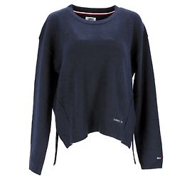 Tommy Hilfiger Damen-Side-Stitch-Rundhalspullover aus marineblauem Synthetikmaterial Marineblau