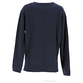 Tommy Hilfiger-Tommy Hilfiger Womens Side Stitch Crew Neck Jumper in Navy Blue Synthetic-Navy blue