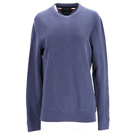 Tommy Hilfiger Herrenpullover aus Wabenstrick mit Rundhalsausschnitt Blau
