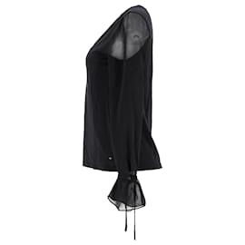 Tommy Hilfiger-Top in maglia a maniche lunghe vestibilità regolare da donna Tommy Hilfiger in viscosa nera-Nero
