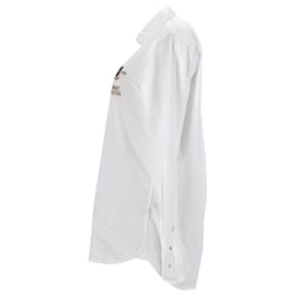 Tommy Hilfiger-Camicia in denim da uomo con stemma ricamato, vestibilità regolare-Bianco