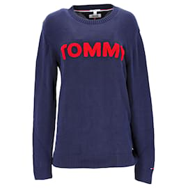 Tommy Hilfiger-Herren-Pullover aus kontrastierendem Frottee-Logo-Marineblau
