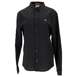 Tommy Hilfiger-Camisa de manga larga ajustada para hombre Top tejido-Negro
