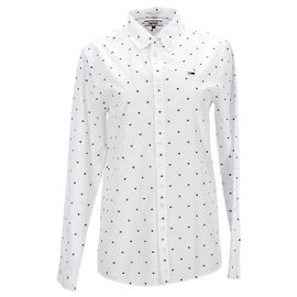 Tommy Hilfiger Camisa de manga larga ajustada para hombre Top tejido Blanco