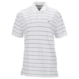 Tommy Hilfiger-Fein gestreiftes Herren-Poloshirt aus Baumwolle-Weiß