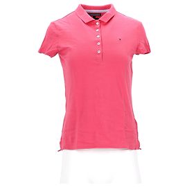 Polo stampata slim fit da donna Tommy Hilfiger in cotone rosa Rosa