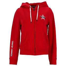 Tommy Hilfiger Moletom feminino com zíper e logotipo Vermelho