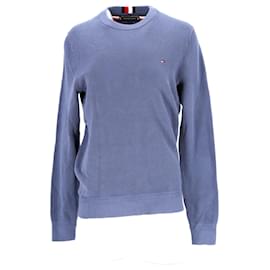 Tommy Hilfiger-Suéter masculino texturizado com gola redonda-Azul