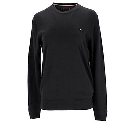Tommy Hilfiger Herrenpullover mit normaler Passform und Rundhalsausschnitt Schwarz