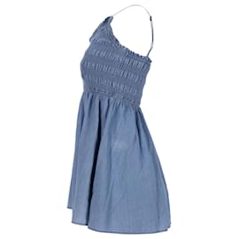 Tommy Hilfiger-Robe smockée en chambray froncée pour femme-Bleu