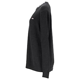 Tommy Hilfiger-Herren-Pullover mit Logo-Ausschnitt und normaler Passform-Grau