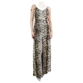 Saint Laurent-Animal print silk max dress - size FR 34-Multiple colors