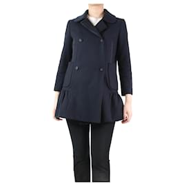 Miu Miu-Black lined-breasted wool coat - size UK 8-Black