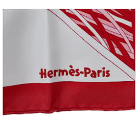 Hermès-Hermes Rouge A Travers Champs Silk Scarf-Rouge,Autre