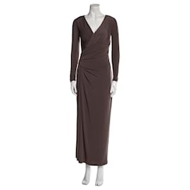 Robe de soirée drapée taupe Vera Wang Taupe