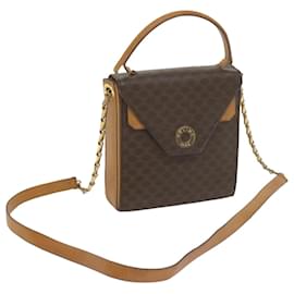 Céline-CELINE Macadam Canvas Shoulder Bag PVC Leather Brown Auth 61554-Brown