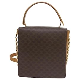 Céline-CELINE Macadam Canvas Shoulder Bag PVC Leather Brown Auth 61554-Brown