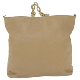 Bulgari-BVLGARI Chain Hand Bag Leather Beige Auth bs10399-Beige