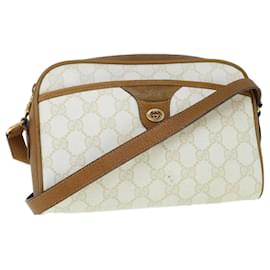 Gucci-GUCCI GG Supreme Shoulder Bag PVC Leather White 116 02 089 Auth ep2521-White