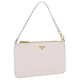 Prada-PRADA Accessory Pouch Safiano leather White Auth bs10548-White