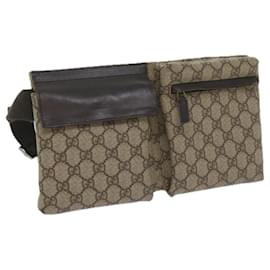 Gucci-GUCCI GG Canvas Waist bag PVC Beige 28566 Auth yk9788-Beige