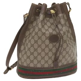 Gucci-GUCCI GG Supreme Web Sherry Line Shoulder Bag Beige Red 001 116 0933 auth 61702-Red,Beige