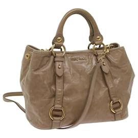 Miu Miu-Miu Miu Hand Bag Leather 2way Brown Auth bs10362-Brown