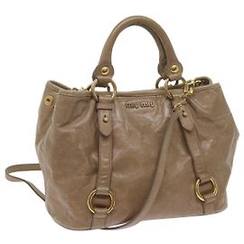 Miu Miu Sac à Main Cuir 2façon Brown Auth bs10362 Marron