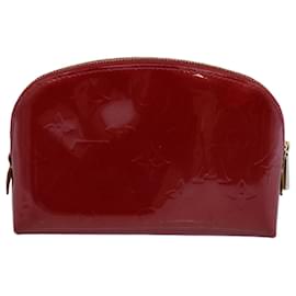 Louis Vuitton-LOUIS VUITTON Monogram Vernis Pochette Cosmetic Pouch Red Slys M90172 auth 60838-Red,Other