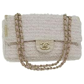 Chanel-CHANEL Matelasse Bolso de hombro con cadena Tweed Rosa CC Auth 60753UNA-Rosa