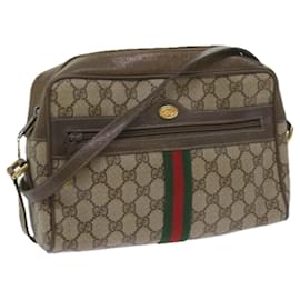 Gucci-GUCCI GG Canvas Web Sherry Line Shoulder Bag PVC Beige Green Red Auth yk9773-Red,Beige,Green
