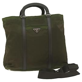 Prada-Prada Hand Bag Nylon 2way Khaki Auth 61241-Khaki