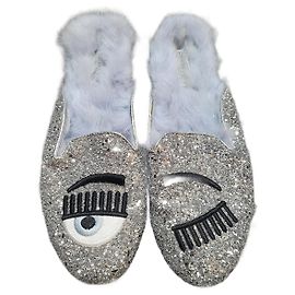 Mules Chiara Ferragni Angora Argentées Taille 39 Argenté