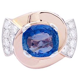 inconnue Bague Tank or rose, diamants, saphirs. Autre