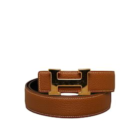 Hermès-Brown Hermes Constance Reversible Belt-Brown