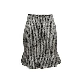 Calvin Klein-Gonna vintage in lana a spina di pesce Calvin Klein bianca e nera taglia US 6-Nero