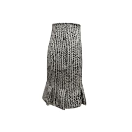 Calvin Klein-Vintage Black & White Calvin Klein Herringbone Wool Skirt Size US 6-Black