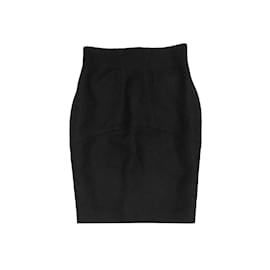 Alaïa-Vintage negro Alaia lana lápiz falda tamaño US XS/S-Negro