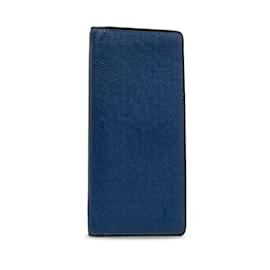 Louis Vuitton-Cartera larga plegable azul Louis Vuitton Taiga Portefeuille Brazza-Azul
