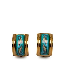 Hermès-Pendientes de clip Cloisonne de Hermes de oro-Dorado