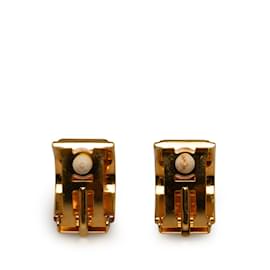 Hermès-Gold Hermes Cloisonne Clip On Earrings-Golden